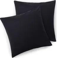 Blumtal Kissenbezug 40x40 cm (2er Set Kissenbezüge) - Schwarz - 100% Baumwoll-Jersey mit Reißverschluss