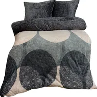 Wendebettwäscheset Teddyplüsch Mikrofaser 200x220 cm Rosa Grau Anthrazit Kreise mit Reißverschluss