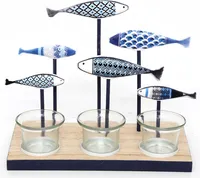 Kerzenhalter 6 Fische blau