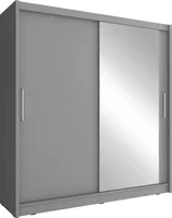 3xEliving Ein moderner, geräumiger Kleiderschrank Patryk I 200 cm mit einem Spiegel in graphit