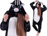 Pyjamas Kigurumi Onesie Schwarz Katze, Größe L