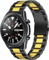 Strap-it Stahlarmband - Kompatibel mit Samsung Galaxy Watch 3 Armband 45mm Ersatzarmband Edelstahl - Faltschließe - Hochwertiges Material - für Smartwatch 22mm Armband Schwarz / Gold