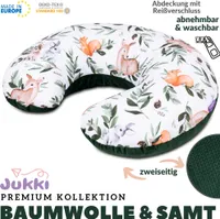 JUKKI® Stillkissen + Bezug SET Baumwolle & MINKY SAMT  Multifunktional 3in1 Schwangerschaftskissen Lagerungskissen Fütterungskissen [Waldgeschichte]