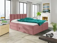 Boxspringbett Star mit Topper, Bonell-Matratze und 2 Bettkästen, Doppelbett, Polsterbett, Bett (Pink (Kronos 29), 160 x 200 cm)