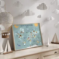 MeinBaby123® Lernposter Weltkarte | blau A2