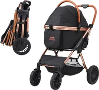 VEVOR kočárek pro psy 59x85x105cm kočárek pro psy nosnost 30kg Skládací vozík pro psy Hliníkový rám 800D Oxford tkanina Nylonové okénko ze síťoviny 4Polyuretankola Box pro psy Kočárek pro kočky Přeprava domácích mazlíčků