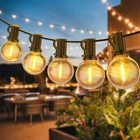 15m LED Lichterkette Außen Wasserdicht 50er G40 Glühbirne Warmweiß Lichterketten mit Ersatzbirnen für Innen Garten Veranda Balkon Party Hochzeit Deko