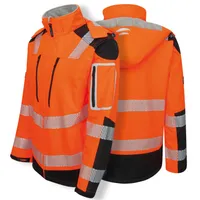 PRO FIT Arbeitsjacke Warnschutz Softshelljacke, Neonorange/Schwarz, Reflektierende Streifen, Wind- & Wasserabweisend, Atmungsaktiv, Gr. 3XL, 1 Stück