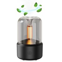 Aroma Diffusor im Kerzenlicht-Stil Retro USB Luftbefeuchter 120ml Air Humidifier, warmweißes Nachtlicht leiser Vernebler Raumbefeuchter für Büro Zuhause Yoga,Schwarz Luftbefeuchter