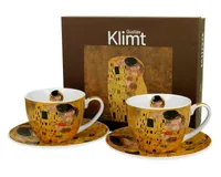 DUO ART GALLERY 2er-Set Tassen 280 ml THE KISS mit Untertassen, New Bone China Porzellan
