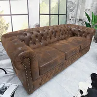 riess-ambiente Chesterfield 3er Sofa 205cm antik braun mit Knopfheftung und Federkern Dreisitzer 3-Sitzer Couch Sofa