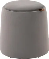 HOMCOM 2-in-1 Ottomane Sitzhocker Runde Polsterhocker Fußbank inklusive Stauraum, abnehmbaren Deckel in Samtoptik Beistelltisch für Wohnzimmer Schlafzimmer Dunkelgrau Ø44 cm x 47,5 cm