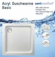 sanicomfort Duschwannenset Basic 900x900 mm inkl. Wannenträger und Ablauf