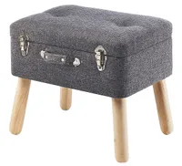 Kufrová stolička Kobolo Taburetka Čalúnená stolička z textilu - svetlosivá - 50x35x45 cm - Moderné retro Praktický úložný priestor Domov Predsieň Obývacia izba Spálňa
