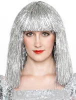 Lametta Perücke silber