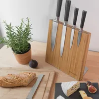 Navaris Messerhalter magnetisch Messerbrett aus Bambus - Magnet Messerblock Holz Magnethalter - Magnet-Messerblock Messer Halterung unbestückt braun