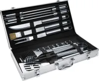 Grillbesteck aus Edelstahl 18-tlg. - grau