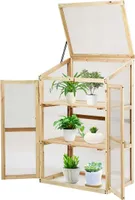 COSTWAY Frühbeet Hochbeet Pflanzkasten Gewächshaus  Pflanzhaus Frühbeetkasten für Garten & Balkon Holz 60x45x100cm Natur