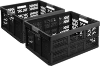 2X Stabile Profi Klappbox 45L 54x37x28 Einkaufskiste klappbar Griffe Schwarz