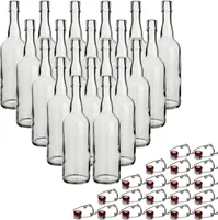 gouveo 20er Set Glasflaschen 750 ml Rondo mit Bügelverschluss - Bügelflasche 0,75 l zum Befüllen mit Wasser, Limonade, Saft und Spirituosen