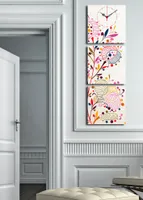 Opviq, 3P2828CS- CLA2681, Bunt, Wanduhren, 90 x 28 cm, 100% Wildleder -Leinwand