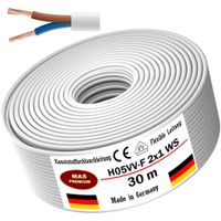 30m Kunststoffschlauchleitung H05VV-F 2x1 Weiß Flexible Leitung Gerätekabel