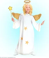Star Engel Kostüm mit Heiligenschein - Engelkostüm Mädchen S - 128 cm