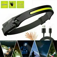 LED COB Sensor Stirnlampe Scheinwerfer Kopflampe USB Wiederaufladbar Wasserdicht
