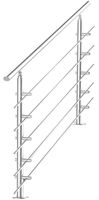 V2Aox Treppengeländer Edelstahl, Handlauf für Treppe, Balkongeländer Aufsatzmontage, Geländer 105 cm hoch, verschiedene Längen, inkl. Montagematerial, Länge:80 cm, Anzahl Streben:5