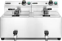 HENDI | Fritéza s výpustí, objem 2x8 litrů, Profi Line, Světle šedá, 230V/7000W, 610x515x(H)369mm