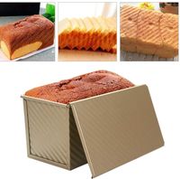 CANDeal Für 250g Teig Toast Brot Backform Gebäck Kuchen Brotbackform Mold Backform mit Deckel Gold-Quadrat-Welle