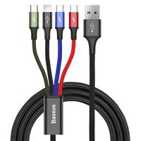 Baseus kabel USB kabel 4v1 iPhone / 2x USB typ C / Micro USB kabel s nylonovým opletením 3,5A 1,2 m černý (CA1T4-B01)