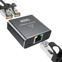 AdroitGoods Ethernet Gigabit Netzwerksplitter - 1 bis 2 - 1000/100Mbps Ethernet Splitter - mit USB Stromanschluss - Netzwerk Switch