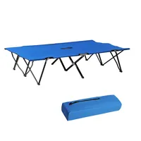 Outsunny kempingová posteľ skladacia pre 2 osoby kempingová posteľ skladacia posteľ s taškou na prenášanie s nosnosťou do 136 kg oceľ Oxford modrá+čierna 193 x 125 x 40 cm