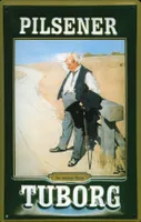 Blechschild Tuborg Bier Schild durstiger Mann nostalgisches Werbeschild