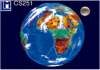 3 D Ansichtskarte Erde mit Mond, Postkarte Wackelkarte Hologrammkarte Bild Weltall Planeten