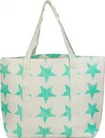 styleBREAKER Strandtasche mit Vintage Sterne Muster und Reißverschluss, Schultertasche, Shopper, Badetasche, Damen 02012073
