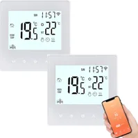 2X digitální LCD Tuya WiFi pokojový termostat, programovatelný termostat pro 3A ohřev vody, nástěnný termostat pro skryté podlahové vytápění, vnitřní teploměr, bílý