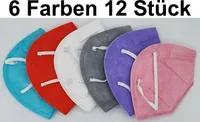 Set 12x FFP2 Atemschutzmaske Mundschutz 5 lagig  grau türkis rosa lila blau rot effektiver schutz e Masken Mund Nase 95% Filterung