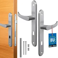 KOTARBAU® Klamka drzwiowa 72 mm lewa prawa kolorowy zamek srebrny Zestaw drzwiowy Okucie drzwiowe Klamka drzwiowa Zestaw klamek do drzwi pokojowych Dluga szyld aluminiowy