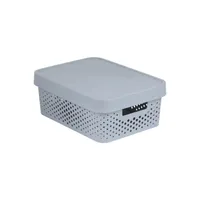 Úložný box INFINITY 11l s vekom sivý perforovaný