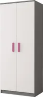 Drehtürenschrank Jonas III GRAU/WEISS 2D 06 80 cm (GRIFFEN: ROSE)