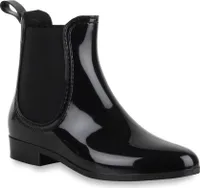 Mytrendshoe Damskie Buty za Kostkę Gumowe Buty Chelsea Buty 70510, Kolor: Czarny, Rozmiar: 36