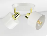 LUXOLAR LED Deckenleuchte 2 flammig Weiß Gold E27 60 W - Deckenlampe für Wohnzimmer, Küchen - Klassisches Design