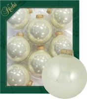 Krebs Glas Lauscha Kugeln im 8er Set - Perlmutt - Christbaumschmuck aus Glas - Unifarbende Kugeln - Größe ca. 7 cm - 02304