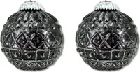 Glas Weihnachtskugel schwarz - C - 2 Stück 8,5 x 10cm Deko-Kugel Christbaumschmuck glänzend