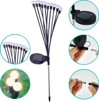 Forever Solarlampen mit 10 LEDs Erdspieß  für Außen Garten, solarleuchten garten Solar Gartenleuchten Gartendeko Glühwürmchen Licht, IP44 Wasserdicht