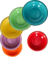 6tlg Suppentellerset Uni bunt tiefe Essteller 750ml Servierplatte Tafel Salat Steingut ofentauglich