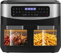 Heißluftfritteuse Doppelkammer Airfryer 12L-Heissluftfriteuse XXL Friteuse mit Sichtfenster,  2 Fächer, 10 Programmen, Sync Finish & Dual Cook, 2600W