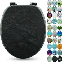 Sanfino® Premium WC Sitz "Granit" hochwertiger Toilettendeckel mit Absenkautomatik aus Holz, hoher Sitzkomfort & einfache Montage